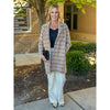 Liverpool Los Angeles Open Front Coatigan Sweater - Camel Cream Plaid