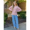 Debbie Crew Neck Stripe Sweater - Pink/Navy
