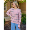 Debbie Crew Neck Stripe Sweater - Pink/Navy