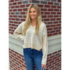 Elise Striped Shoulder Knit Sweater - Oatmeal