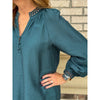 Krista Detail Binding Long Sleeve Blouse - Dark Teal