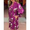 Polly Floral Tunic Dress with Contrast Trim - Plum Mix