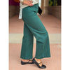 Risen Tummy Control High Rise Wide Leg Crop Jeans - Hunter Green