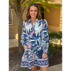 Kasey Long Sleeved Floral Mini Dress - Navy