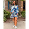 Kasey Long Sleeved Floral Mini Dress - Navy