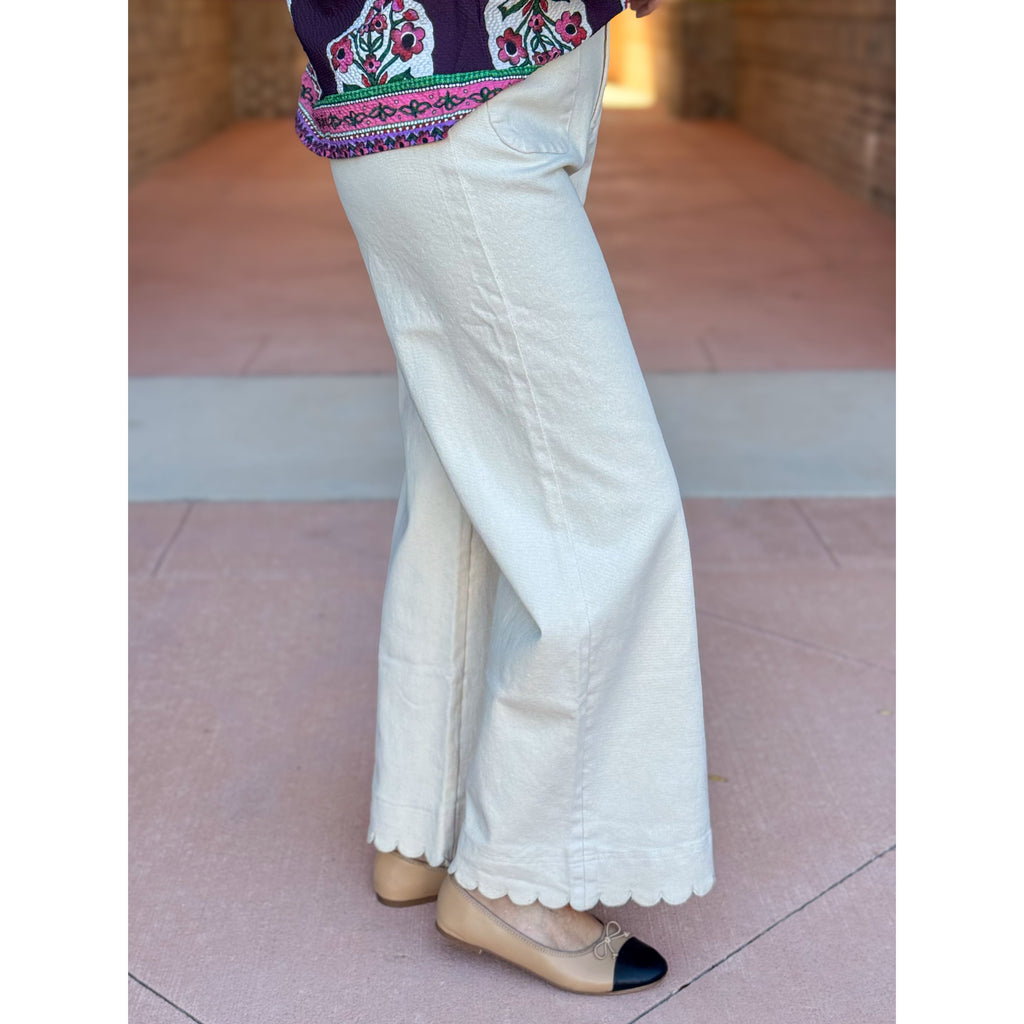 Amber High Waisted Wide Leg Pants - Ecru