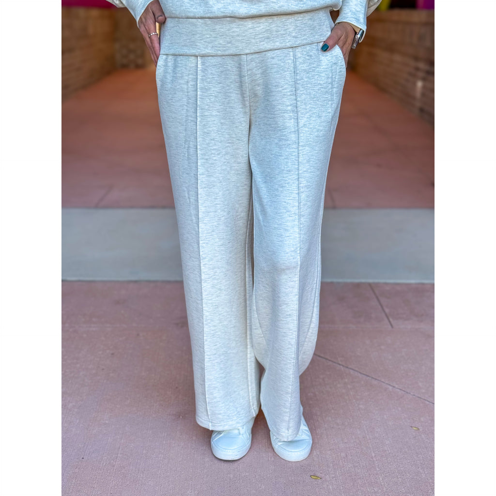 The Wide Leg Pant 30" - Ivory Marl