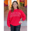 "Merry" Knit Ribbed Christmas Sweatshirt - Red