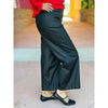 Liverpool Los Angeles Crop Wide Leg with Patch Pockets Pants - Black Coated