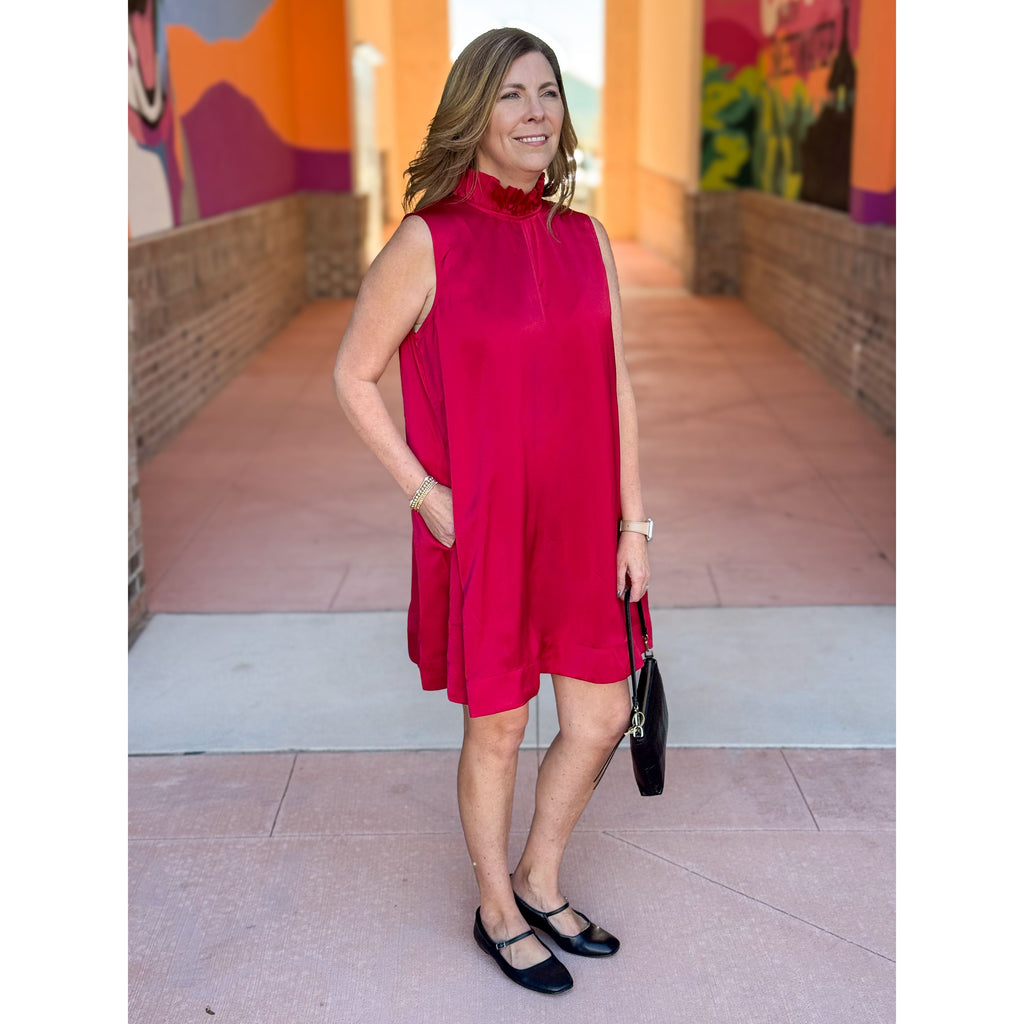 Chelsea Mini Dress With Back Tie - Red