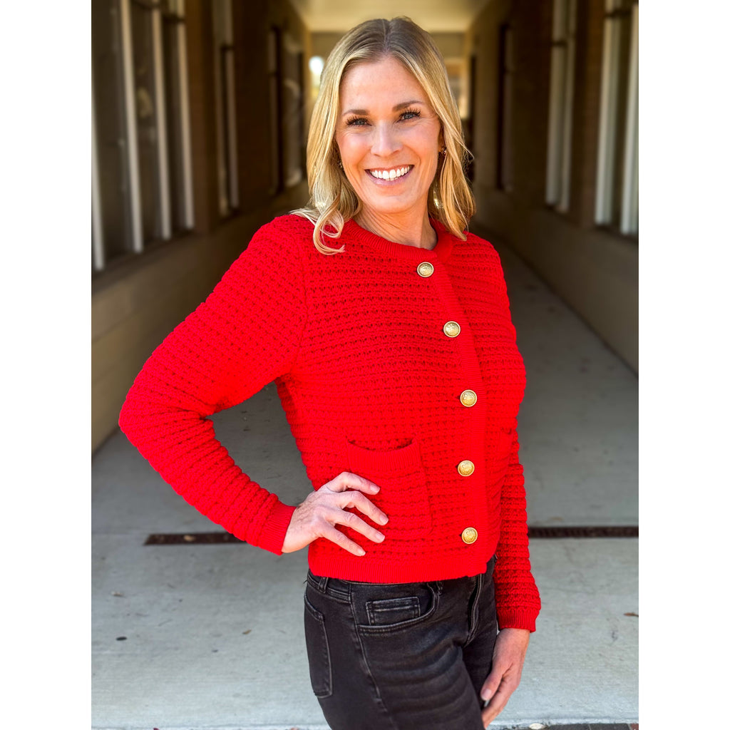 Dear John Cambria Novelty Cardigan Sweater - Salsa