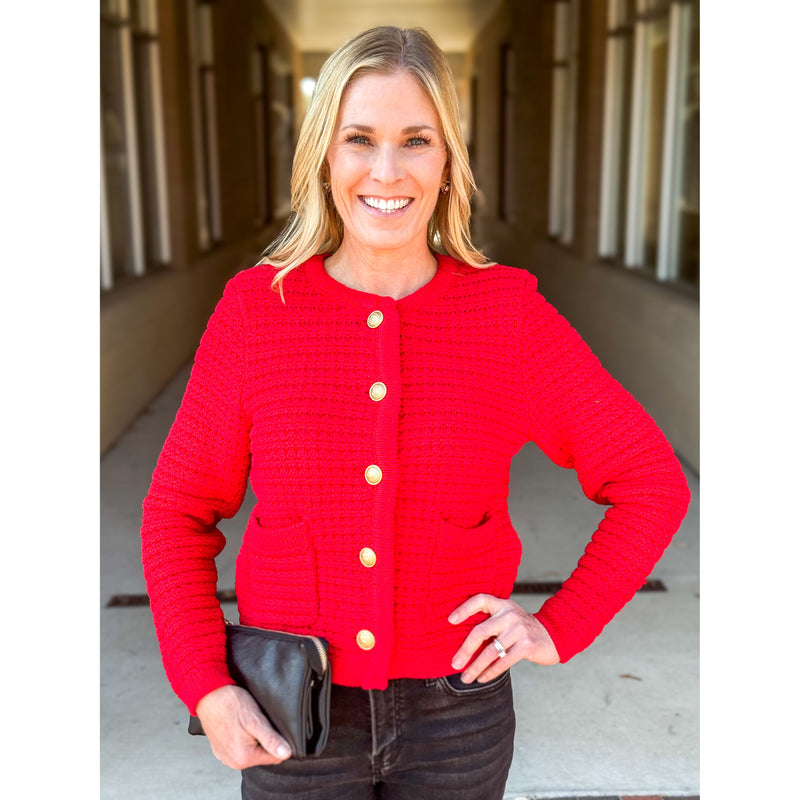 Dear John Cambria Novelty Cardigan Sweater - Salsa