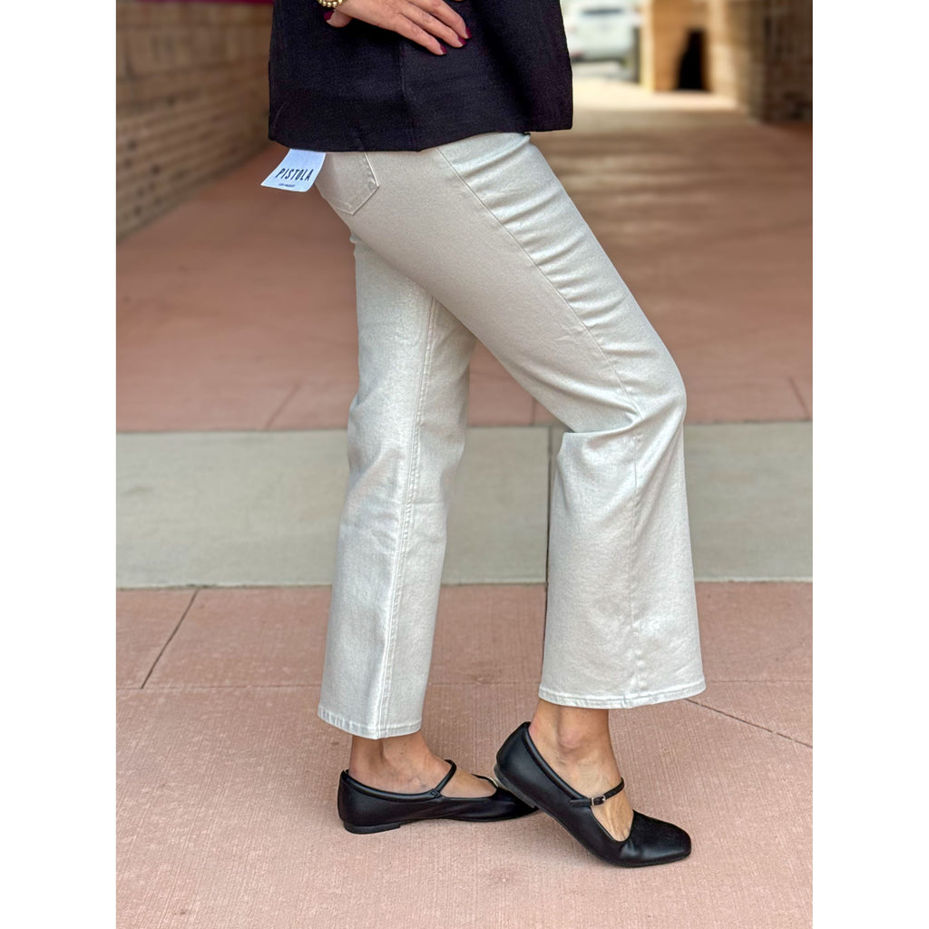 Pistola Lennon High Rise Crop Boot Jean - Ivory Luster