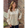 Lynn Button Down Satin Blouse - Oatmilk