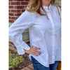 Liverpool Los Angeles Adjustable Sleeve Button Front Top - White