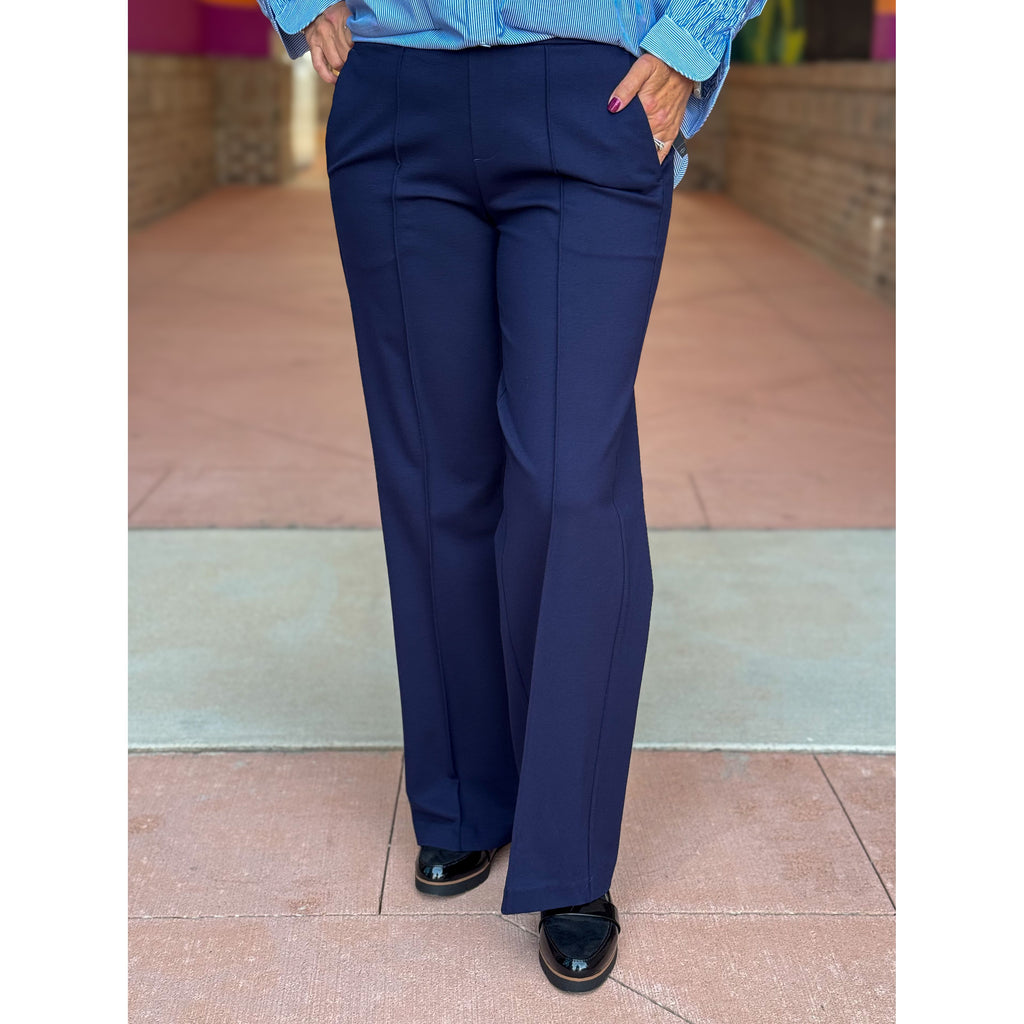 Liverpool Los Angeles Kayla Wide Leg Pull On Trouser Pants - Cadet Blue