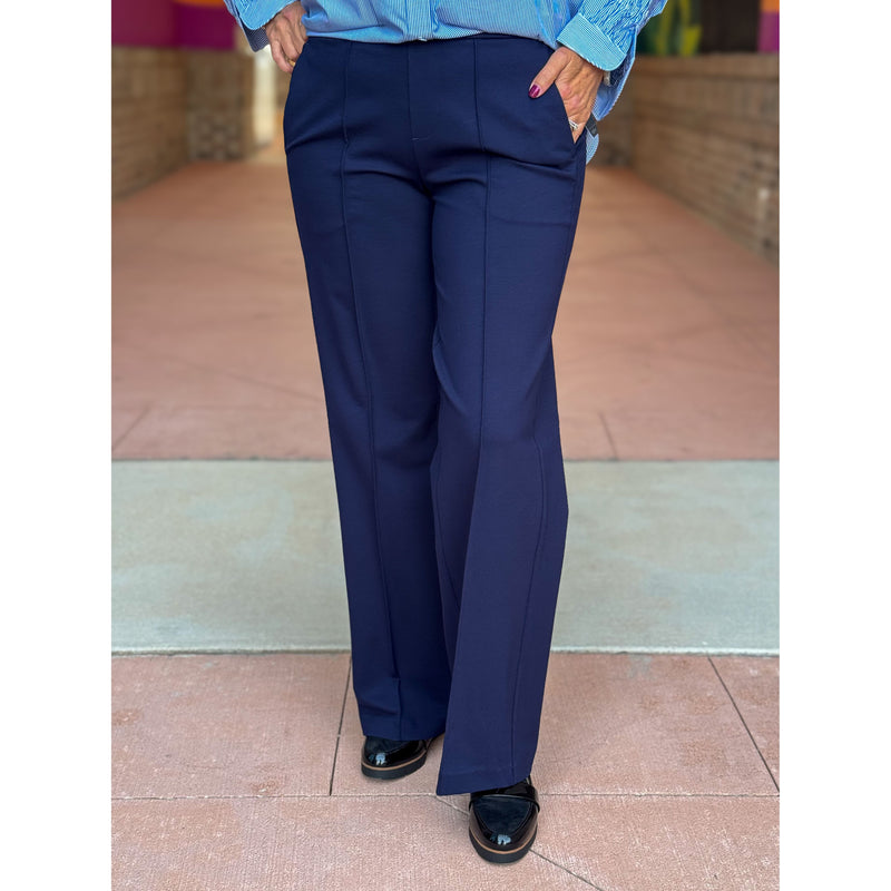 Liverpool Los Angeles Kayla Wide Leg Pull On Trouser Pants - Cadet Blue