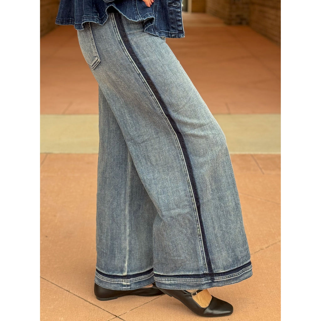 Liverpool Los Angeles Stride Wide Leg Shadow Cuff Jeans - Reflection