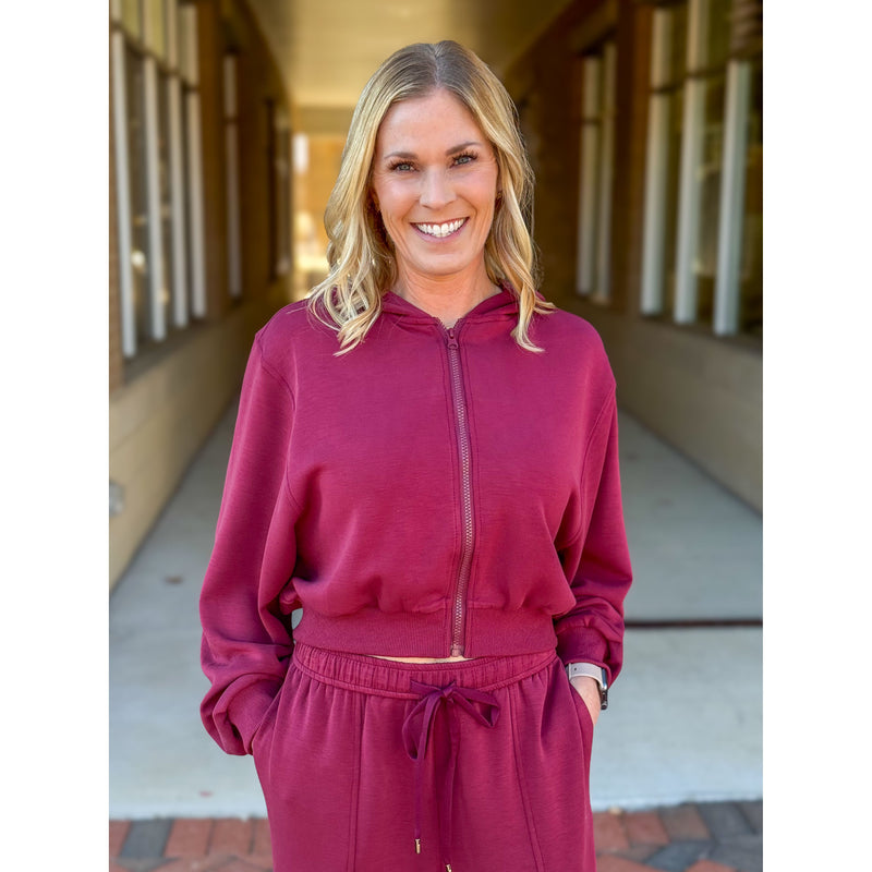 Sammie Brushed Modal Hoodie Jacket - Rosewood