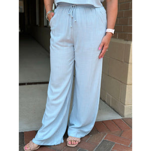 Saylor Linen Tank and Pants Set- Sky - FINAL SALE