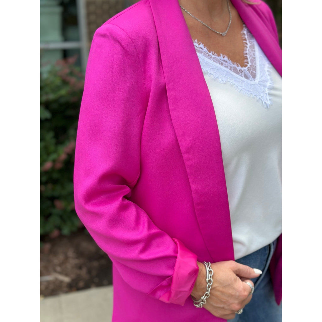 Grace and Lace Pocketed Fashion Blazer - Magenta