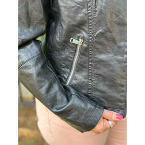 Sloane Vegan Leather Moto Jacket - Black