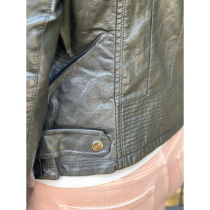 Sloane Vegan Leather Moto Jacket - Black