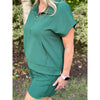 Lindy Ribbed Short Sleeve Half-Zip Top - Forest Green