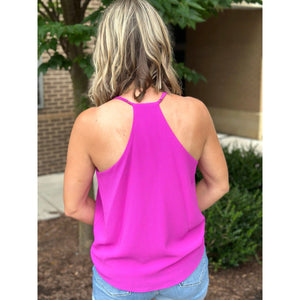 Galina Textured Solid Everyday Basic Cami- Orchid