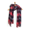 Magenta Tartan Plaid Fringe Scarf