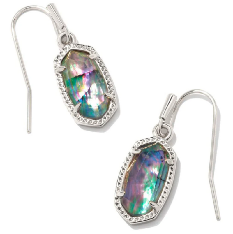 KENDRA SCOTT LEE DROP EARRING RHODIUM LILAC ABALONE