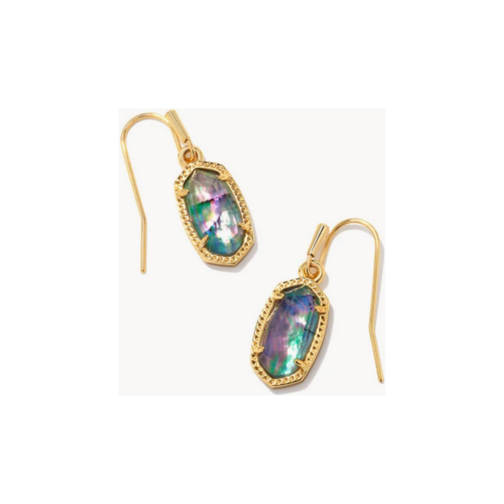 KENDRA SCOTT LEE DROP EARRING GOLD LILAC ABALONE