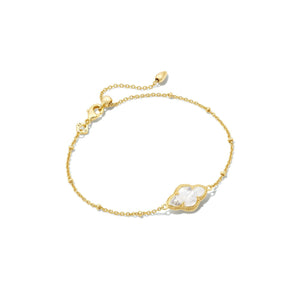 KENDRA SCOTT ABBIE SATELLITE CHAIN BRACELET GOLD IVORY MOTHER OF PEARL