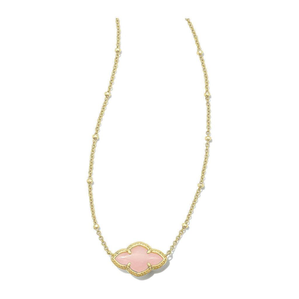 KENDRA SCOTT ABBIE PENDANT NECKLACE GOLD ROSE QUARTZ