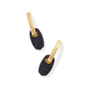 KENDRA SCOTT BAILEY PAVE HUGGIE EARRINGS GOLD BLACK CRYSTAL