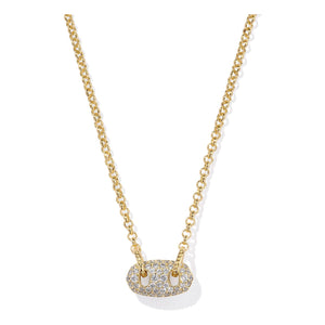 KENDRA SCOTT BAILEY PAVE SHORT PENDANT NECKLACE GOLD WHITE CRYSTAL