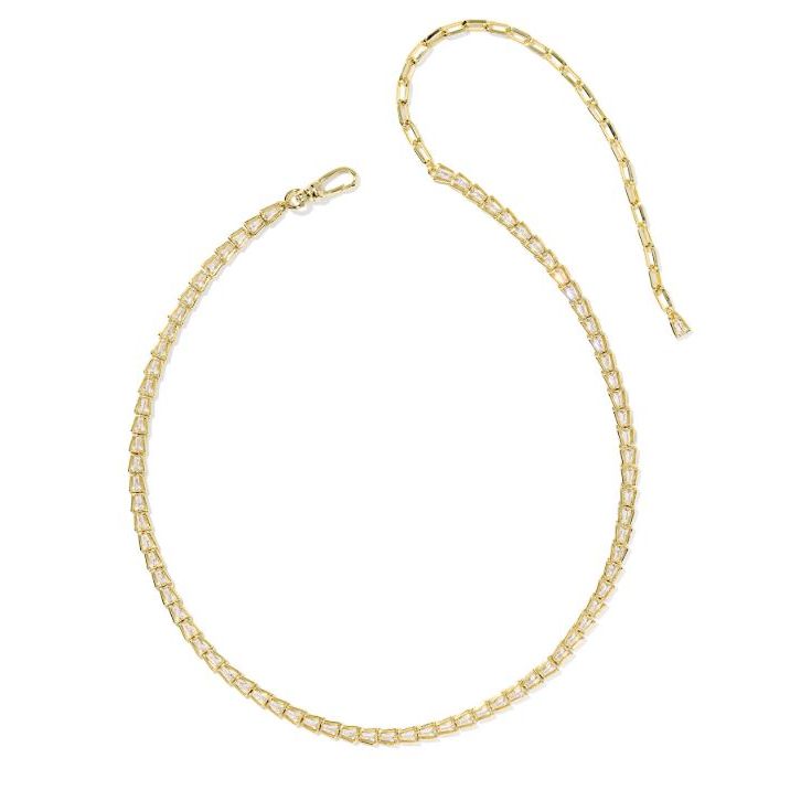 KENDRA SCOTT BELLA TENNIS NECKLACE GOLD WHITE CZ