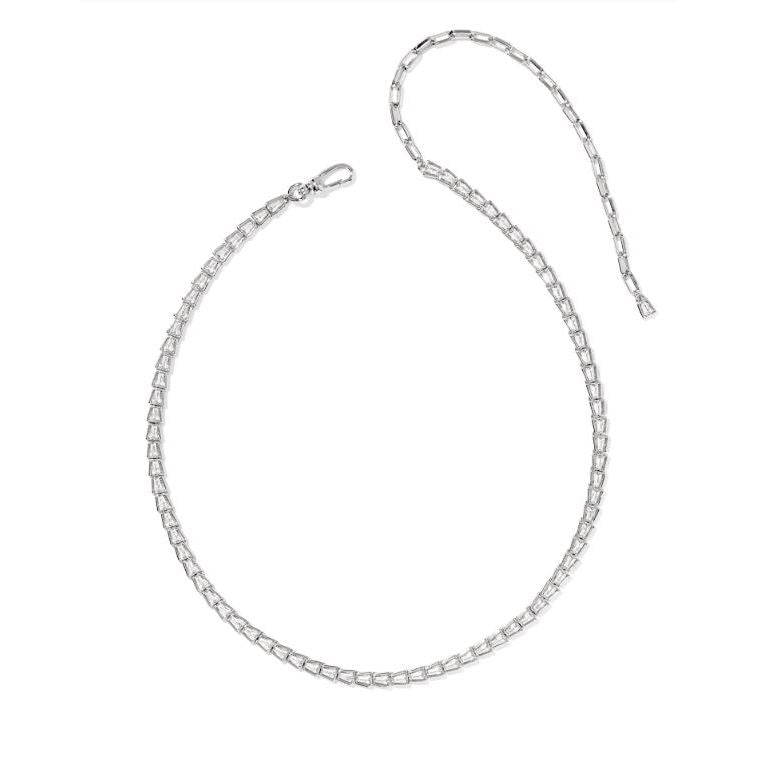 KENDRA SCOTT BELLA TENNIS NECKLACE SILVER WHITE CZ