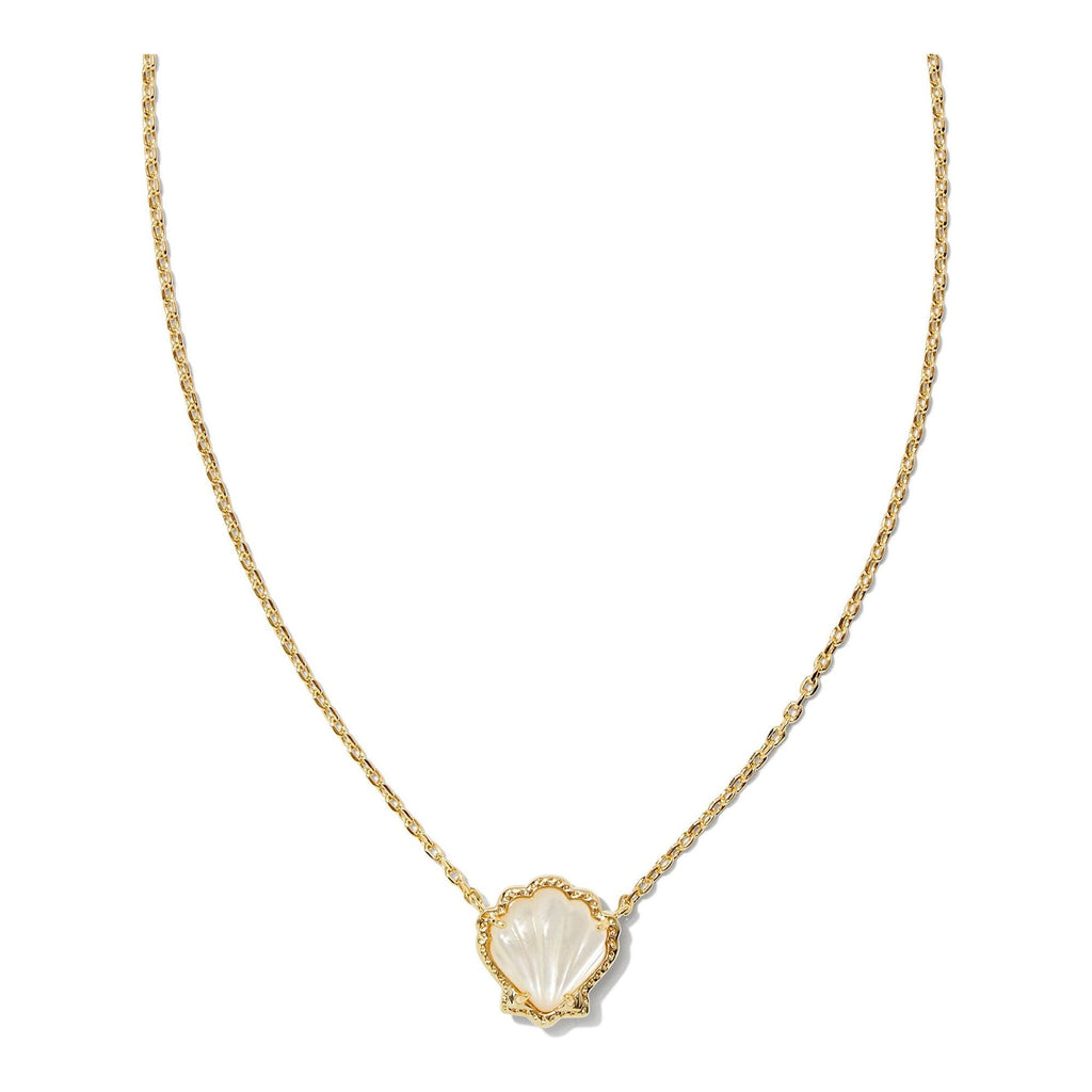 KENDRA SCOTT BRYNNE SHELL SHORT PENDANT NECKLACE GOLD IVORY MOTHER OF PEARL