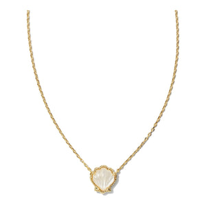 KENDRA SCOTT BRYNNE SHELL SHORT PENDANT NECKLACE GOLD IVORY MOTHER OF PEARL