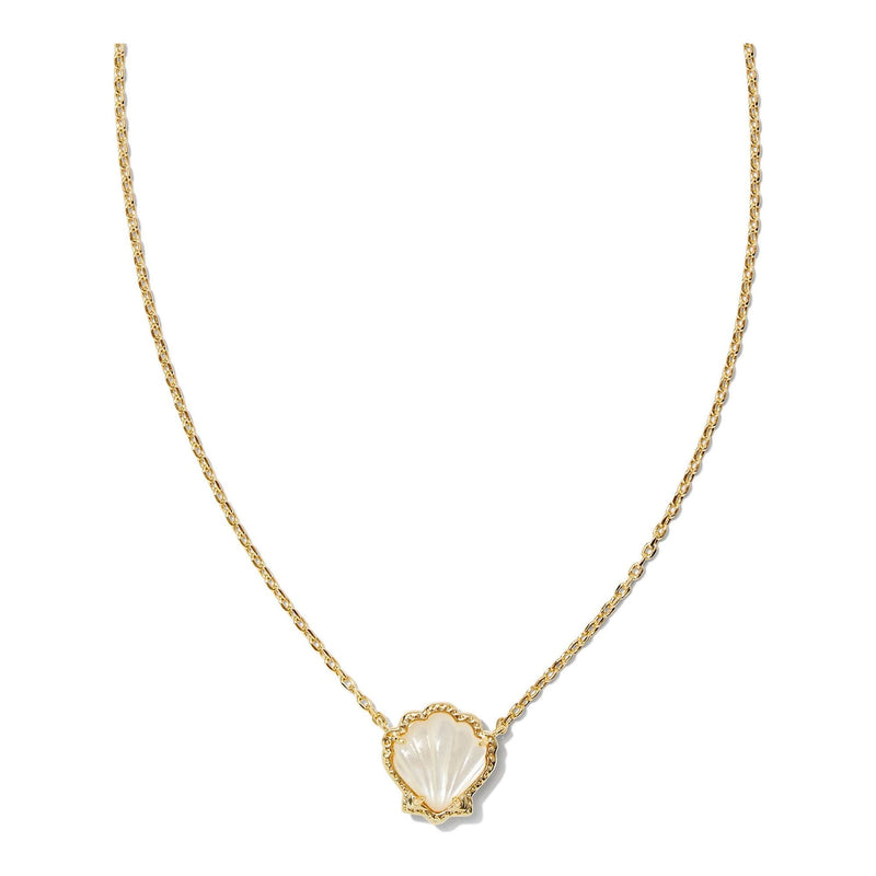 KENDRA SCOTT BRYNNE SHELL SHORT PENDANT NECKLACE GOLD IVORY MOTHER OF PEARL