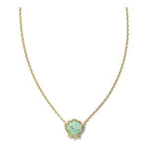 KENDRA SCOTT BRYNNE SHELL SHORT PENDANT NECKLACE GOLD SEA GREEN CHRYSOCOLLA