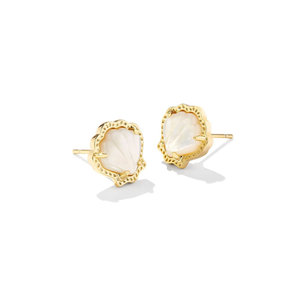 KENDRA SCOTT BRYNNE SHELL STUD EARRINGS GOLD IVORY MOTHER OF PEARL