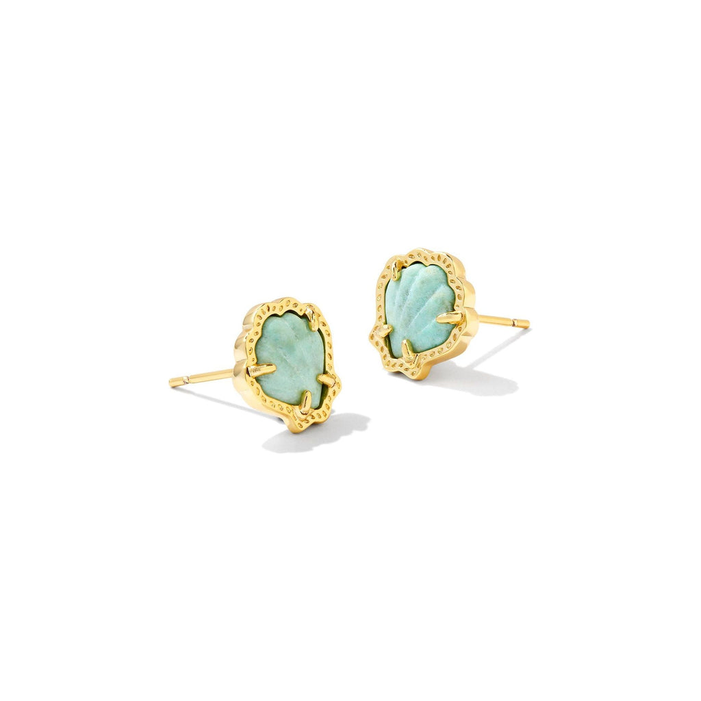 KENDRA SCOTT BRYNNE SHELL STUD EARRINGS GOLD SEA GREEN CHRYSOCOLLA