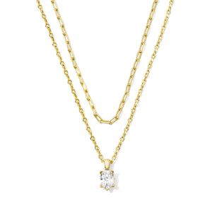 KENDRA SCOTT CAILIN MULTI STRAND NECKLACE GOLD WHITE CRYSTAL