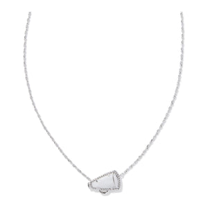 KENDRA SCOTT CHEER SHORT PENDANT NECKLACE SILVER WHITE MOTHER OF PEARL