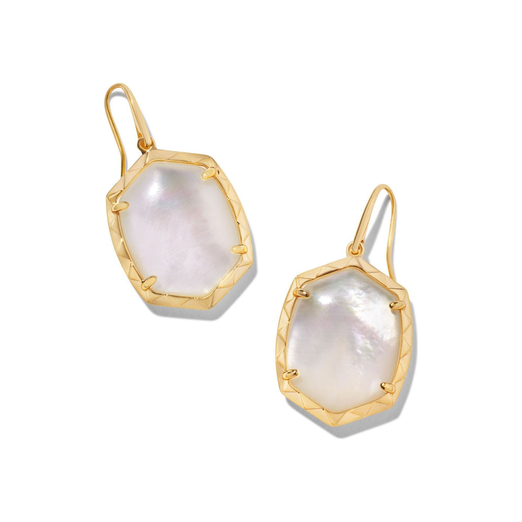 KENDRA SCOTT DAPHNE DROP EARRINGS GOLD IVORY MOTHER OF PEARL