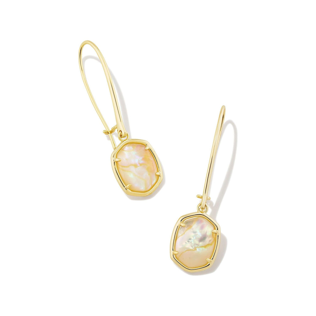 KENDRA SCOTT DAPHNE WIRE DROP EARRINGS GOLD IRIDESCENT ABALONE