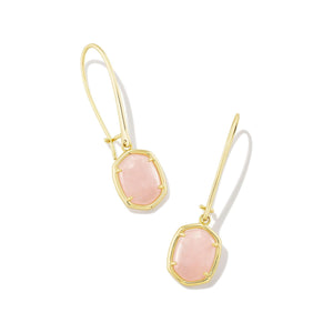 KENDRA SCOTT DAPHNE WIRE DROP EARRINGS GOLD ROSE QUARTZ