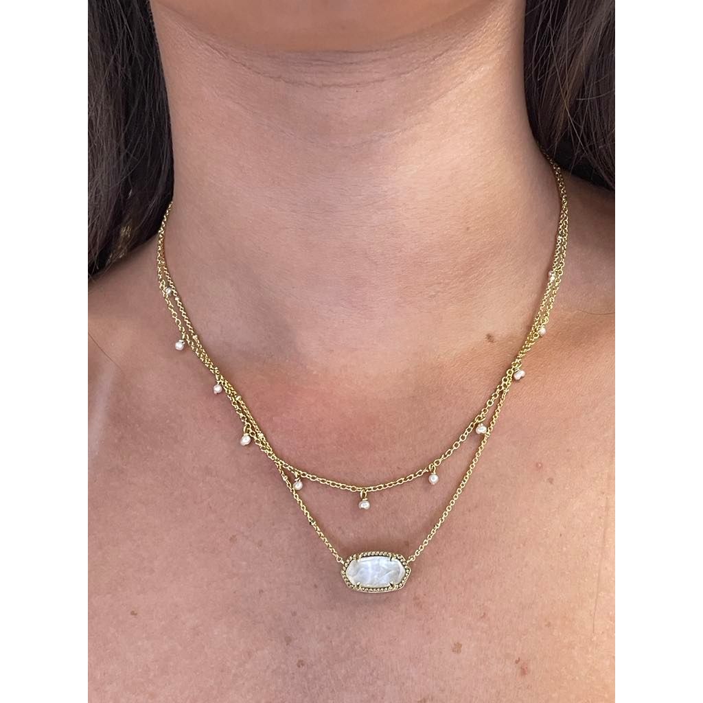 KENDRA SCOTT ELISA PEARL MULTI STRAND NECKLACE GOLD IVORY MOTHER OF PEARL